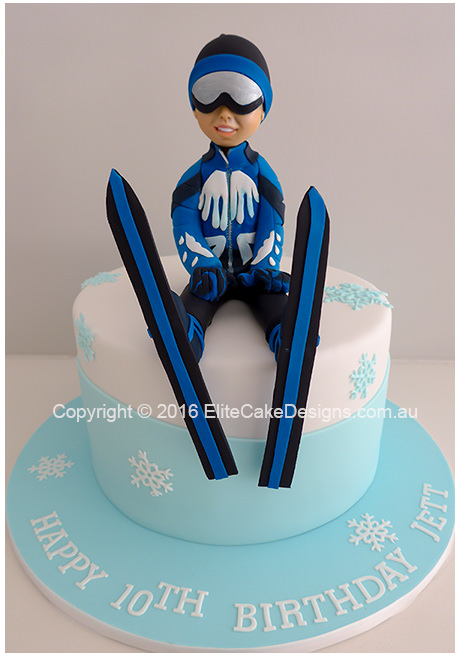 Ski theme birthday cake